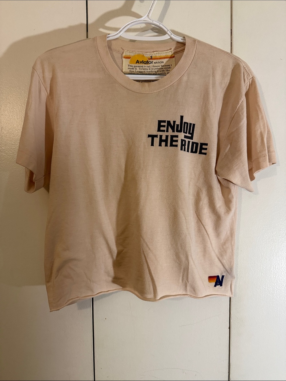 Aviator Nation Beige 'Enjoy The Ride' Graphic Tee